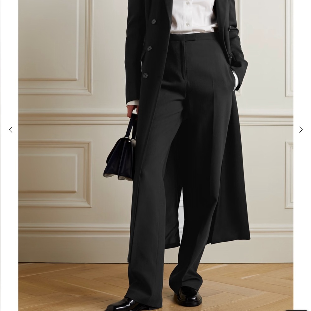 $1090 The Row Elia Wool Silk Blend Black Tapered Pants Pocket Trousers sz 12